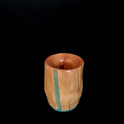 Petite lampe en bois et résine turquoise – Image 2