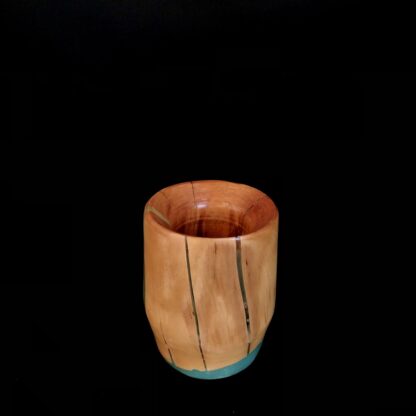 Petite lampe en bois et résine turquoise – Image 4