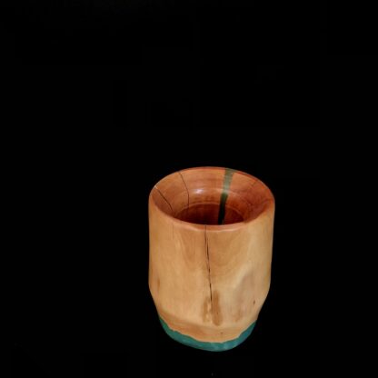 Petite lampe en bois et résine turquoise – Image 5