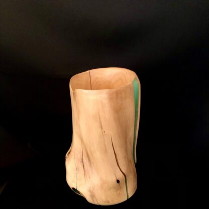 Lampe en bois et résine bleu océan (modèle "baïne") – Image 5
