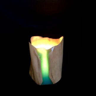 Lampe en bois et résine bleu océan (modèle "dune")