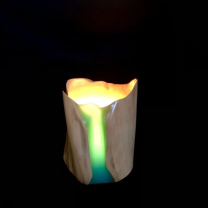 Lampe en bois et résine bleu océan (modèle "dune")
