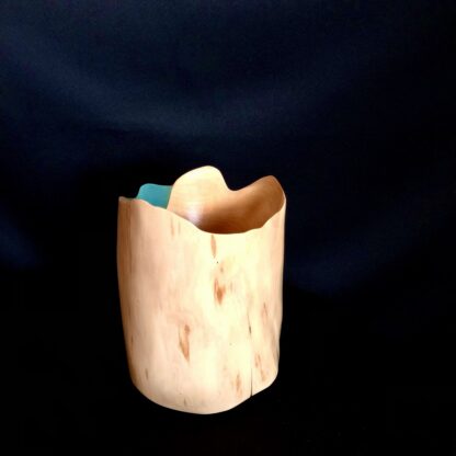 Lampe en bois et résine bleu océan (modèle "dune") – Image 3