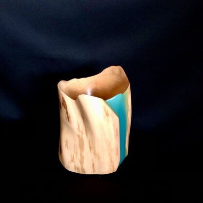 Lampe en bois et résine bleu océan (modèle "dune") – Image 5